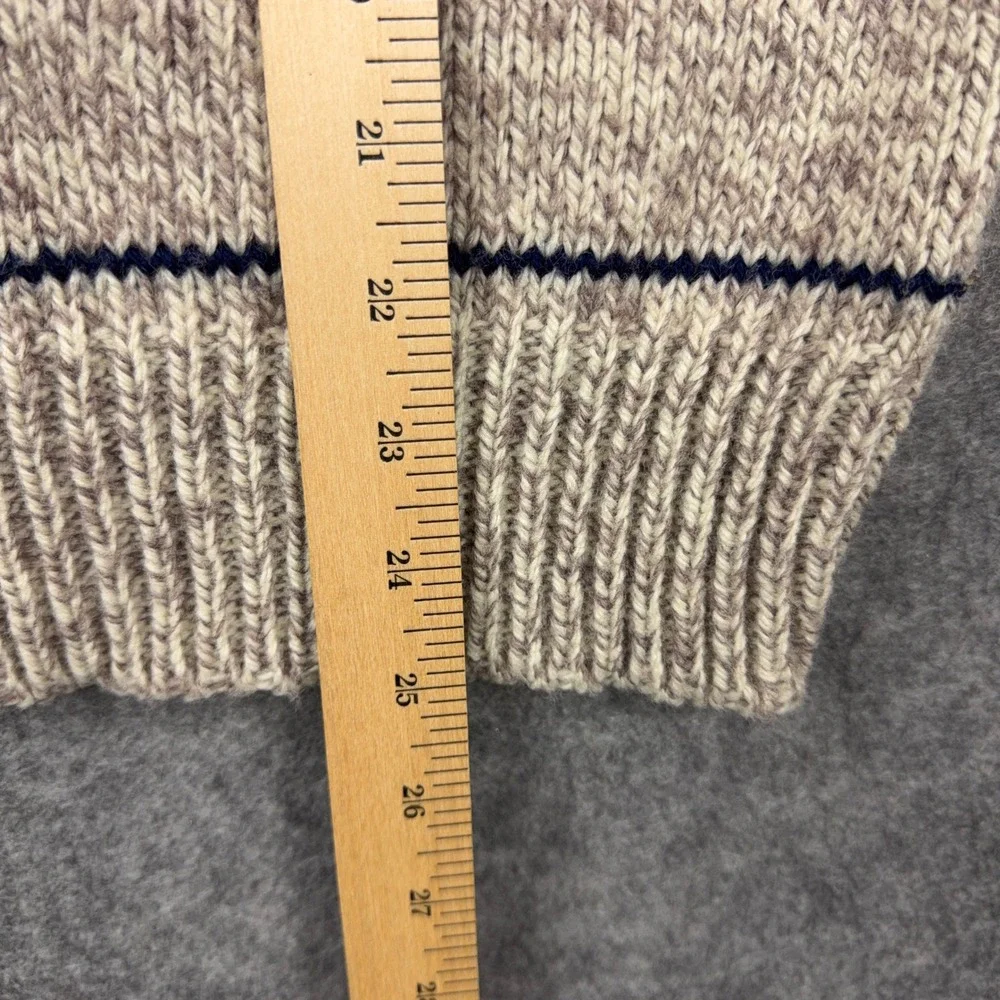 VTG White Hawk Striped Sweater Mens Large Chunky Knit Mock Neck 80s Ski Cabin